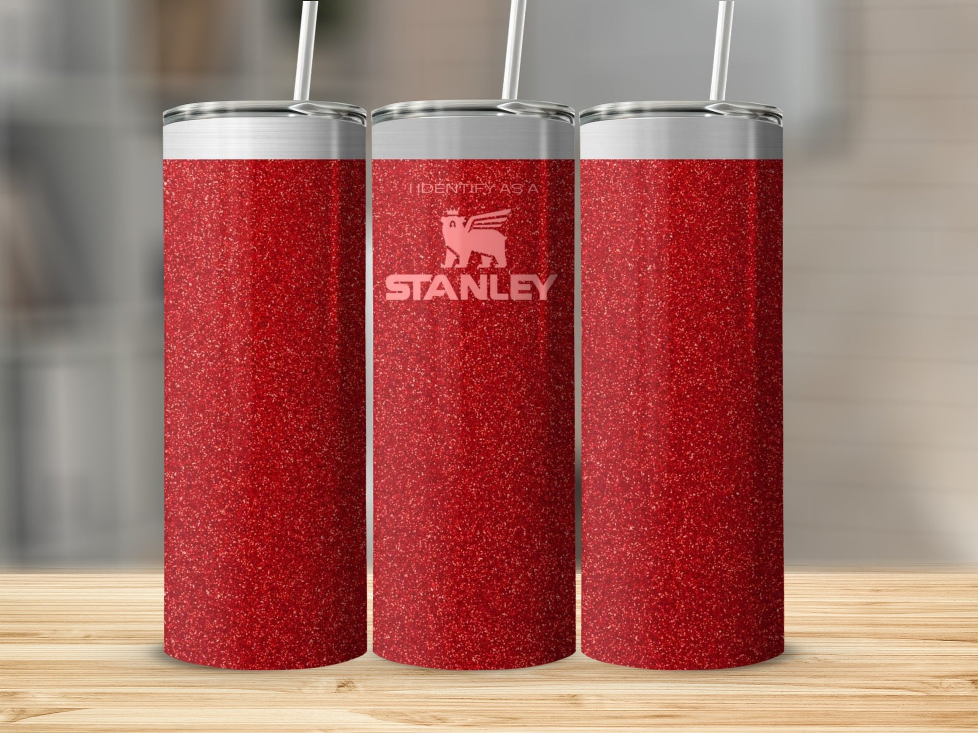 Red Sparkly Stanley with Straw 20oz Tumblr