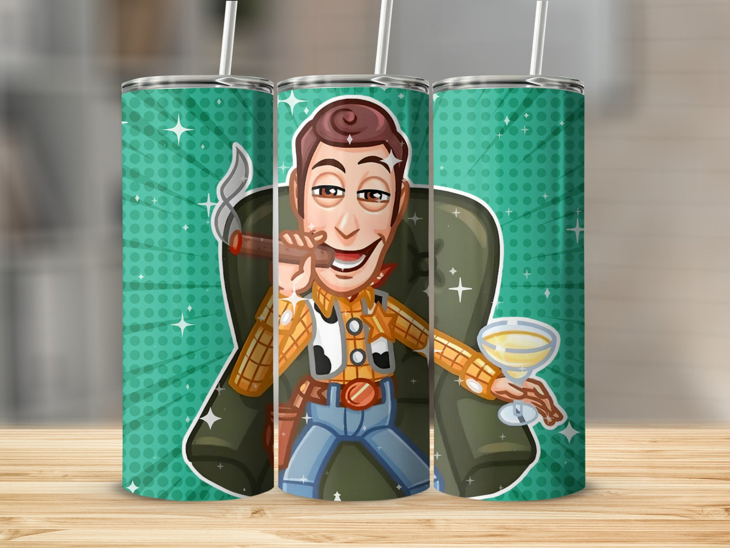 Cartoon Character with Drink Custom Tumbler Flask