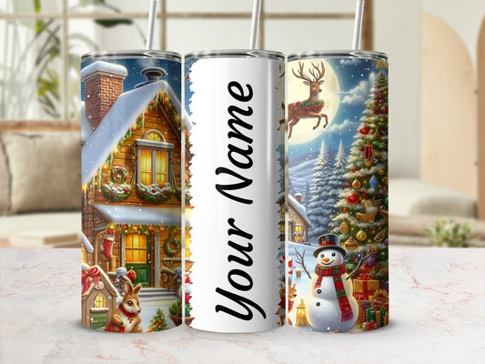 Festive Christmas Scene Personalized Tumbler