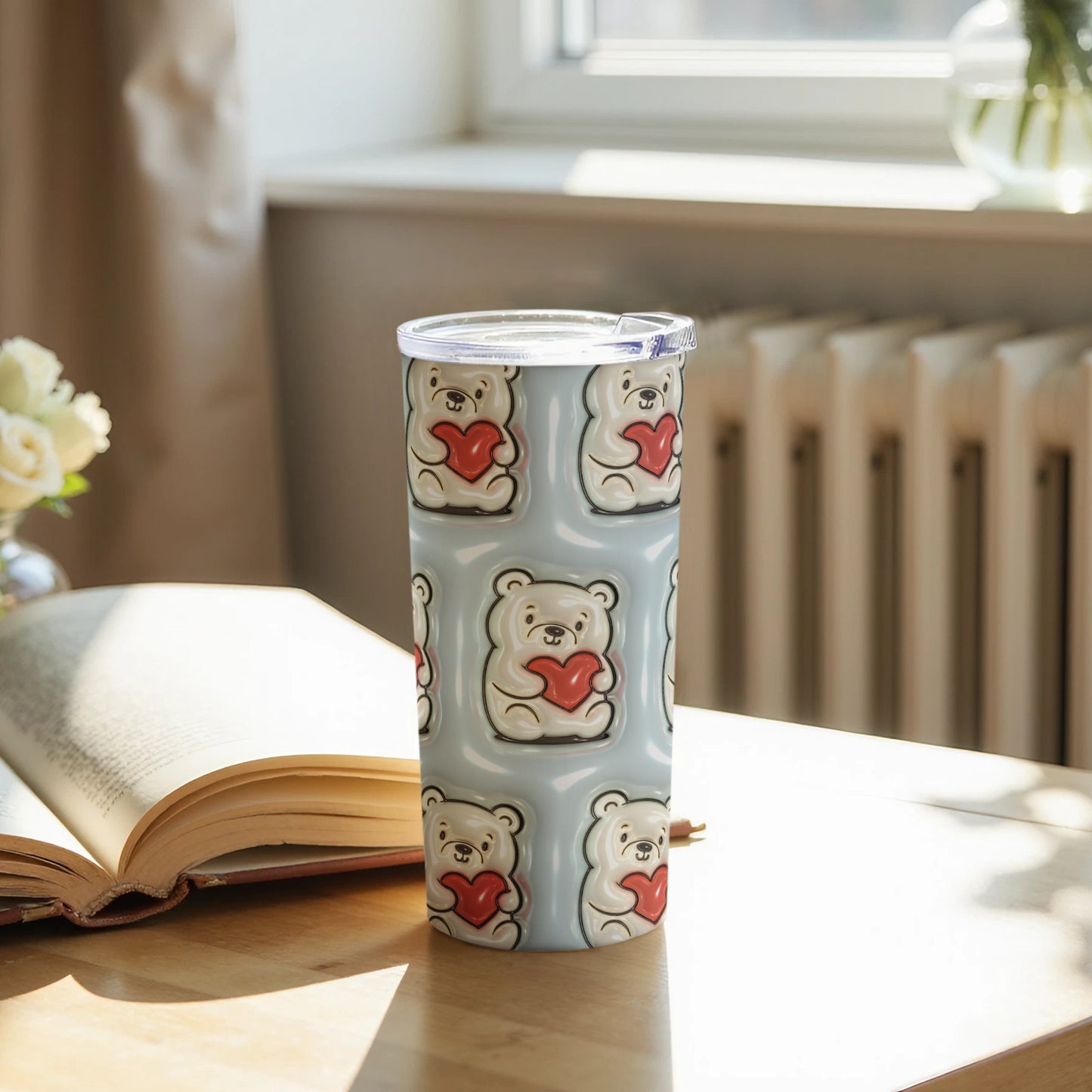Cute Bear with Heart Design Tumbler for Drinks