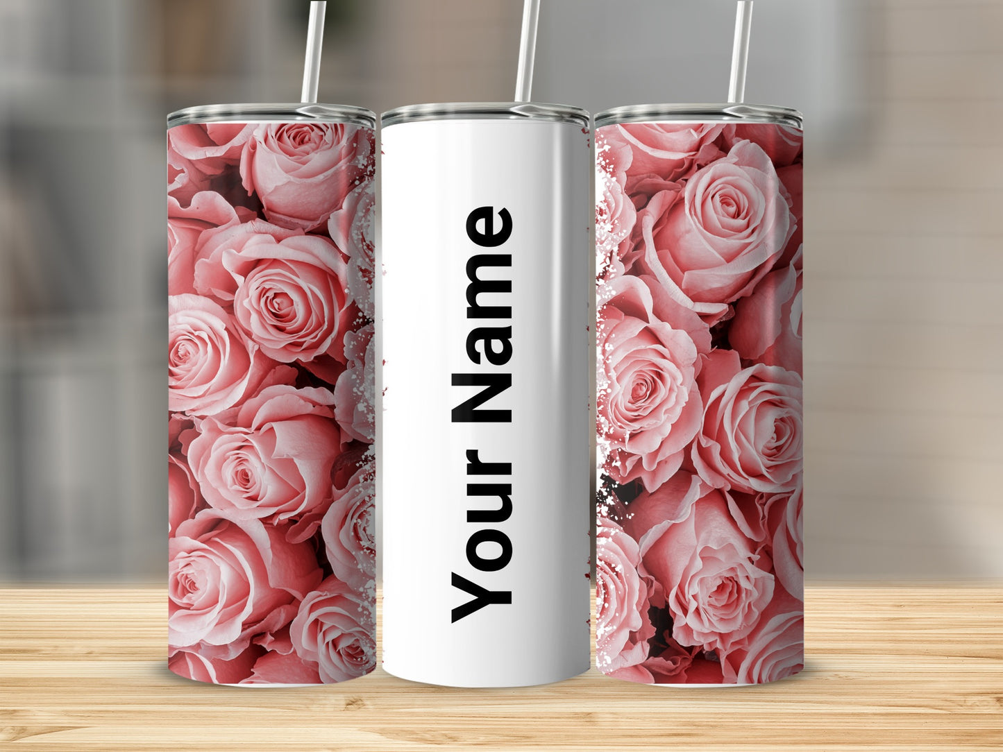 Personalized Floral Rose Design Custom Tumbler Cup