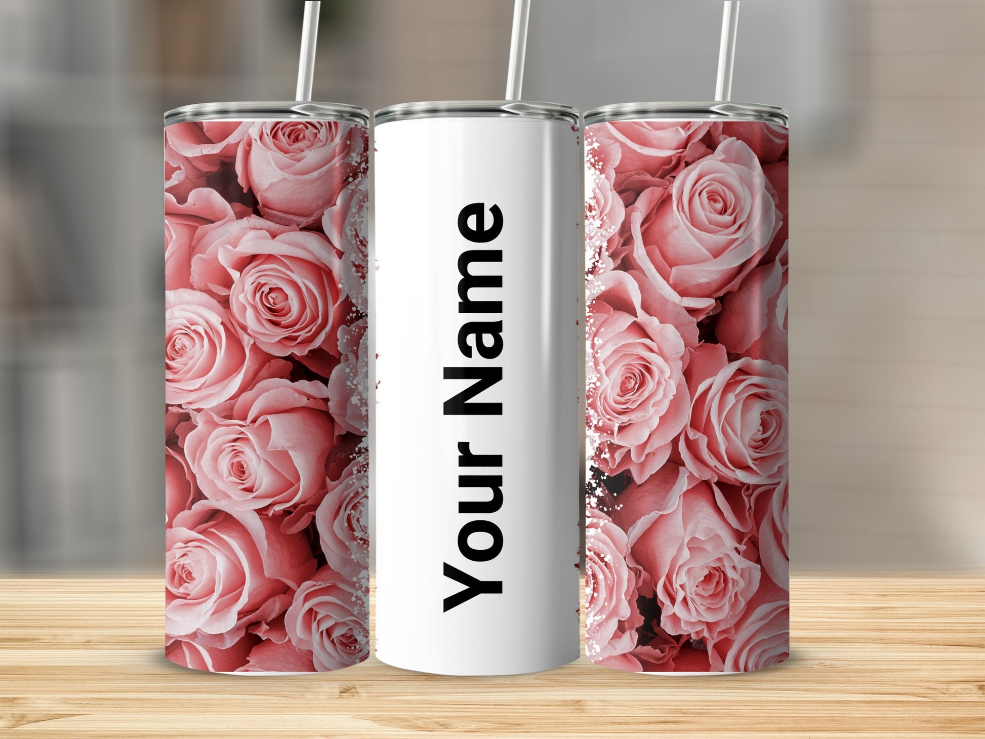 Personalized Floral Rose Design Custom Tumbler Cup