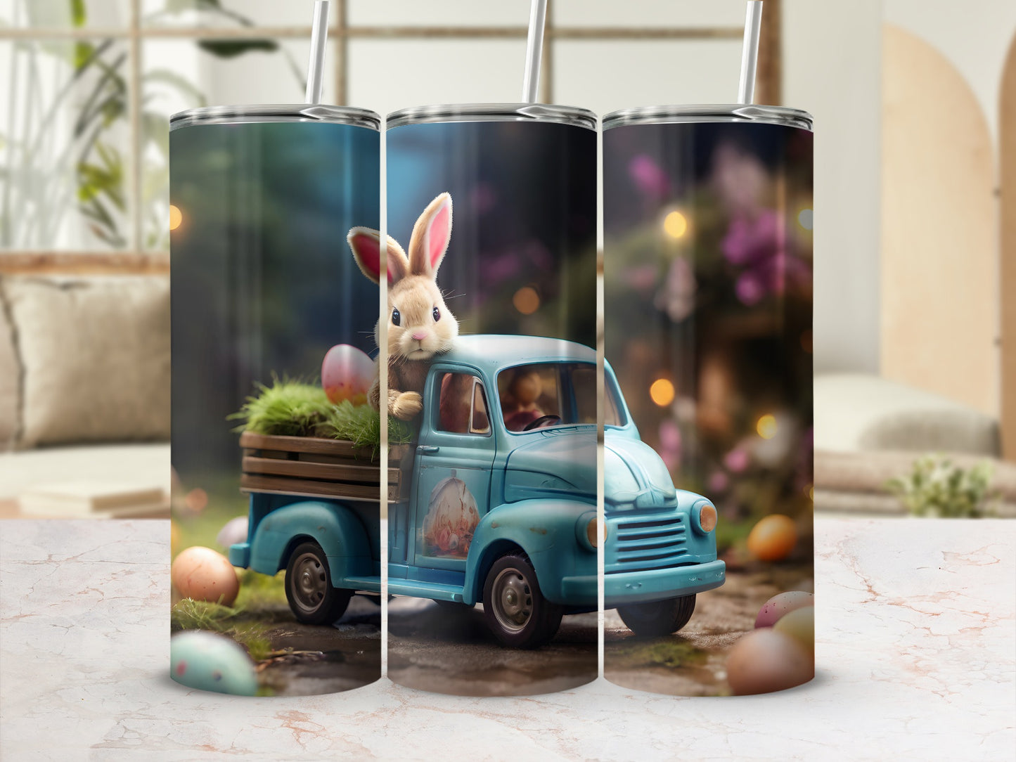 Easter Bunny Blue Truck Eggs Spring Celebration product type