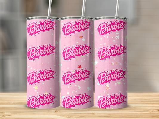 Barbie Pink Starry Design Tumbler Cup 20oz