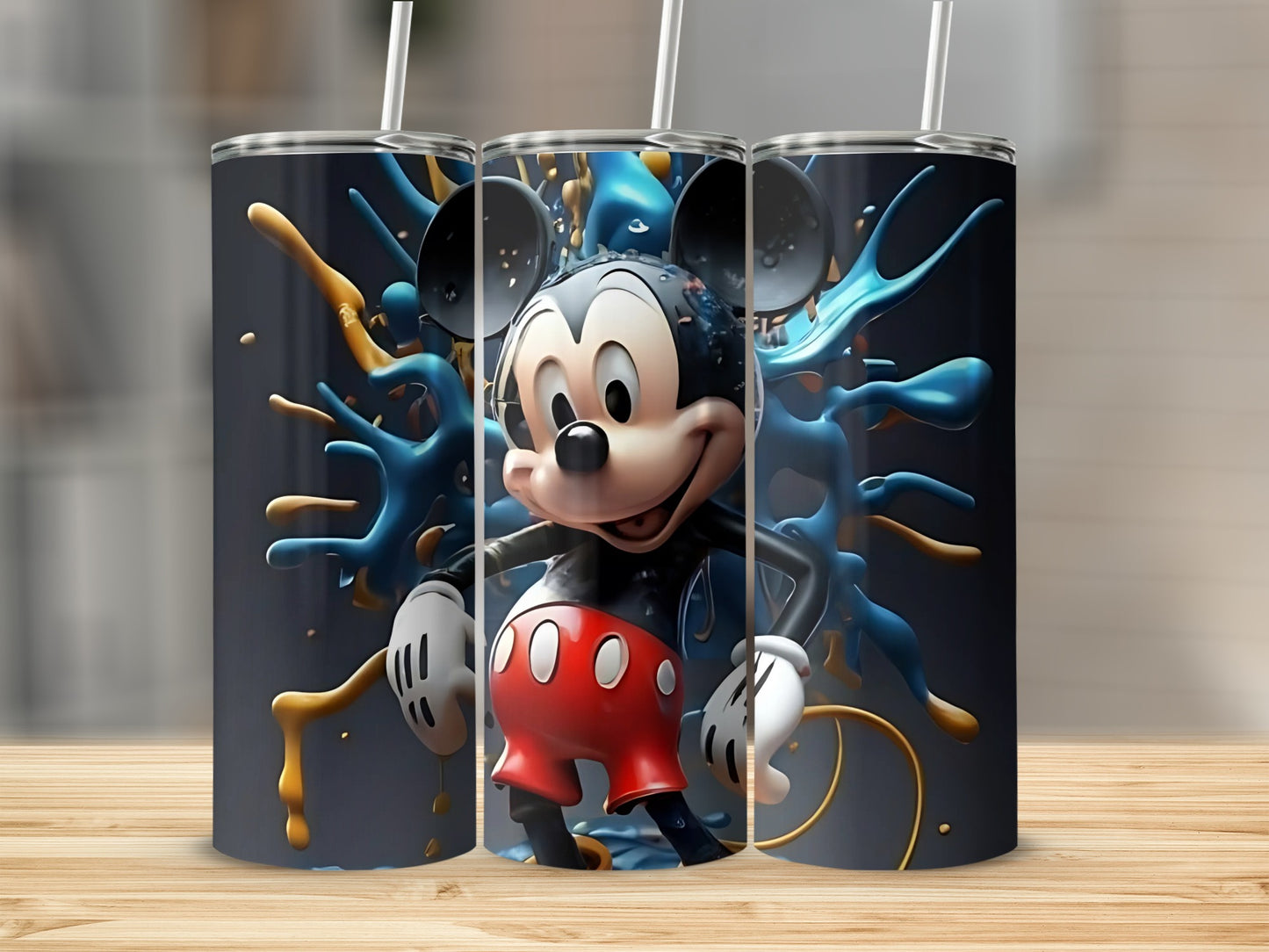 Vibrant Mickey Mouse Splash Art Tumbler 20oz Cup