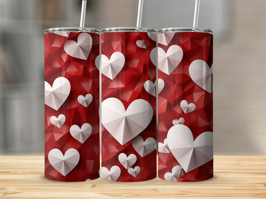 Red Tumbler with 3D Heart Design for Everyday Use