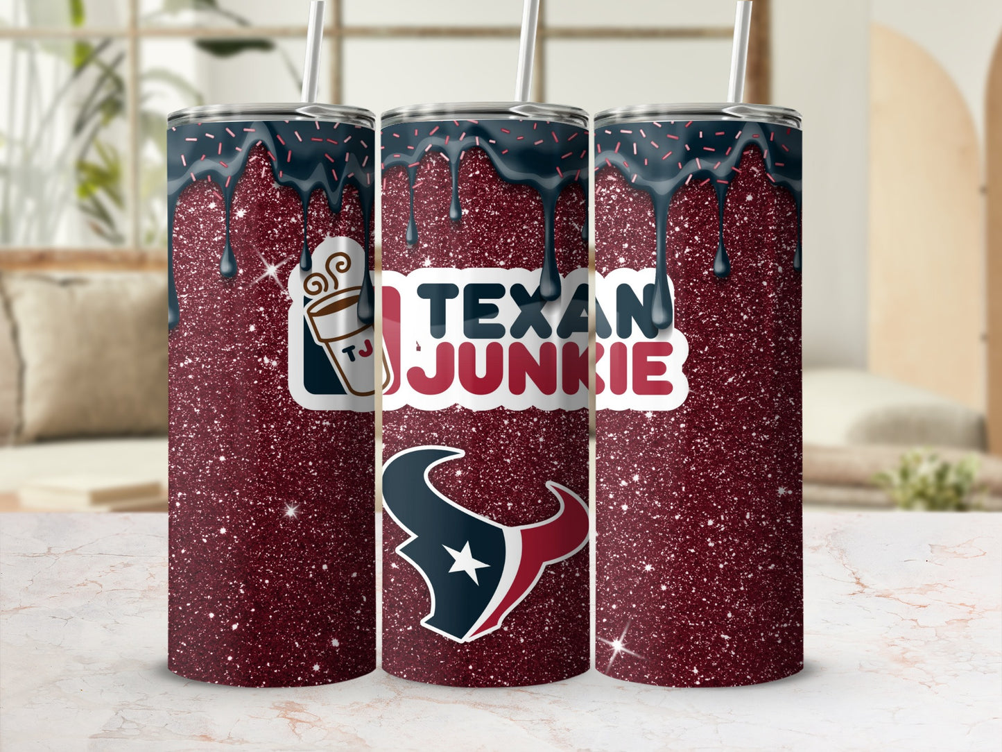 Texan Junkie Glitter Tumbler With Straw 20oz Drinkware