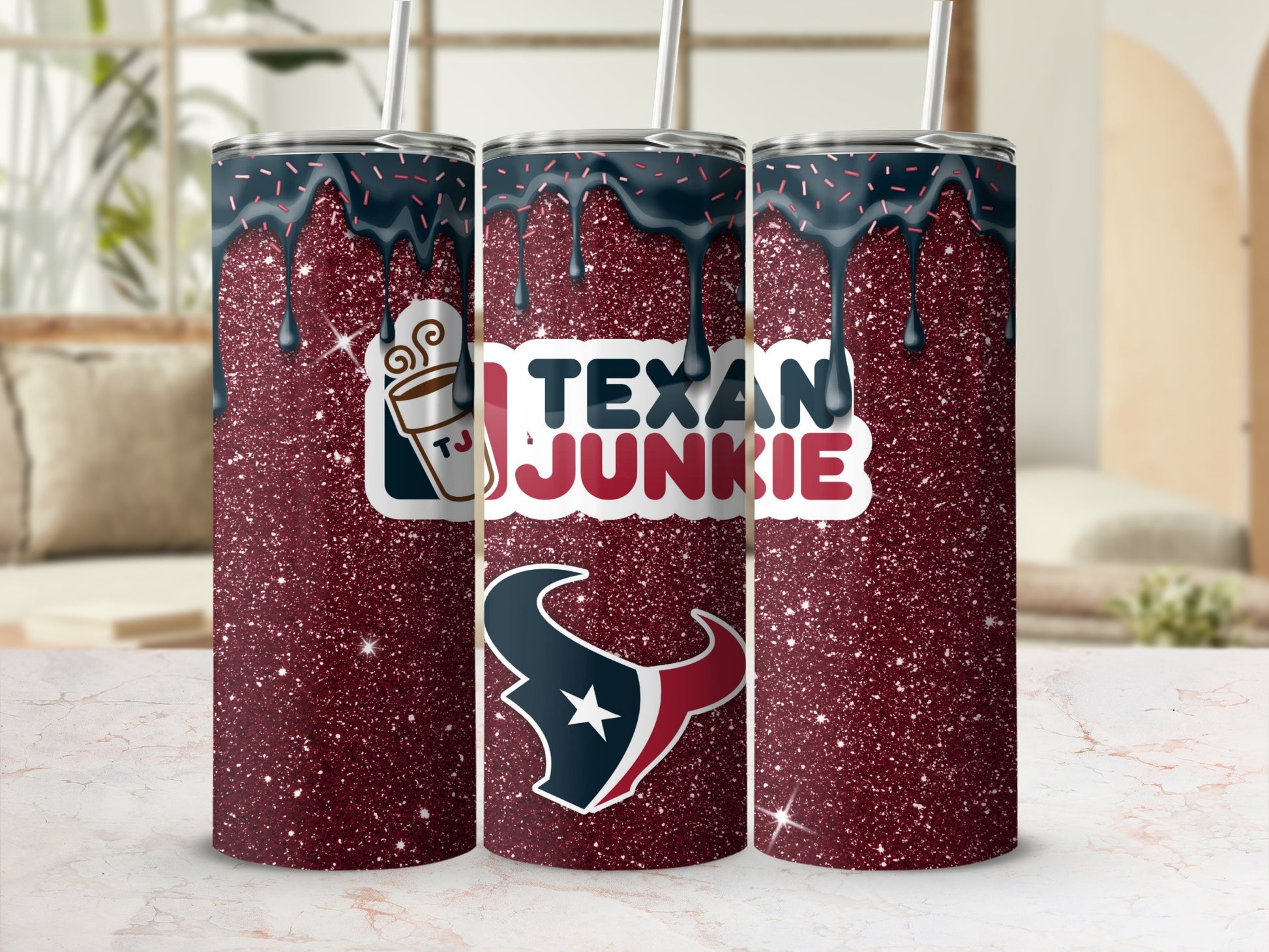 Texan Junkie Glitter Tumbler With Straw 20oz Drinkware