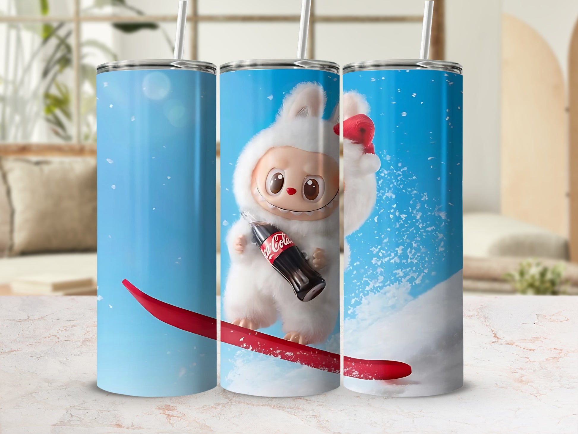 Cute Furry Character Snowboard Tumbler 16oz Cup