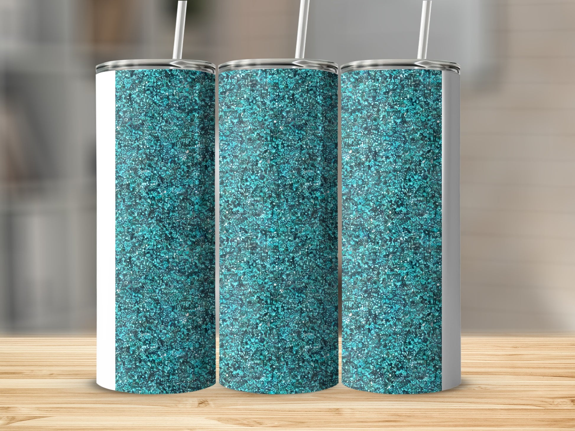 Sparkling Blue Glitter Insulated Tumbler Cup