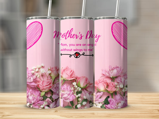 Mother's Day Floral Angel Wings Quote Tumbler