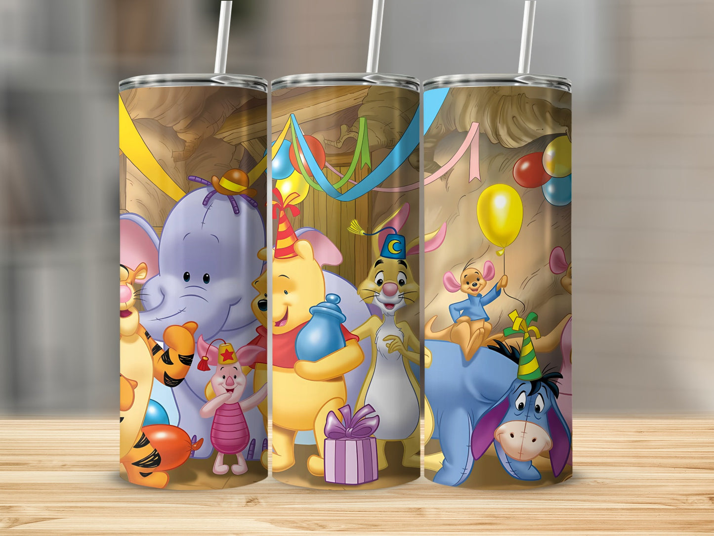 Winnie the Pooh And Friends Party Theme Image Design Tumblers