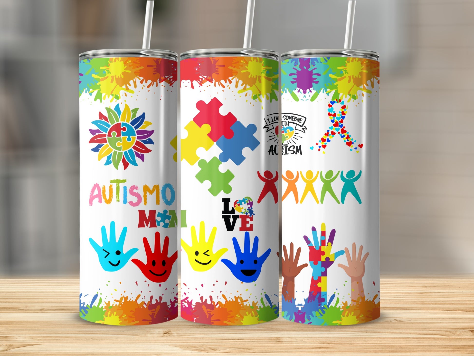 Colorful Autism Awareness Designs on Tumbler
