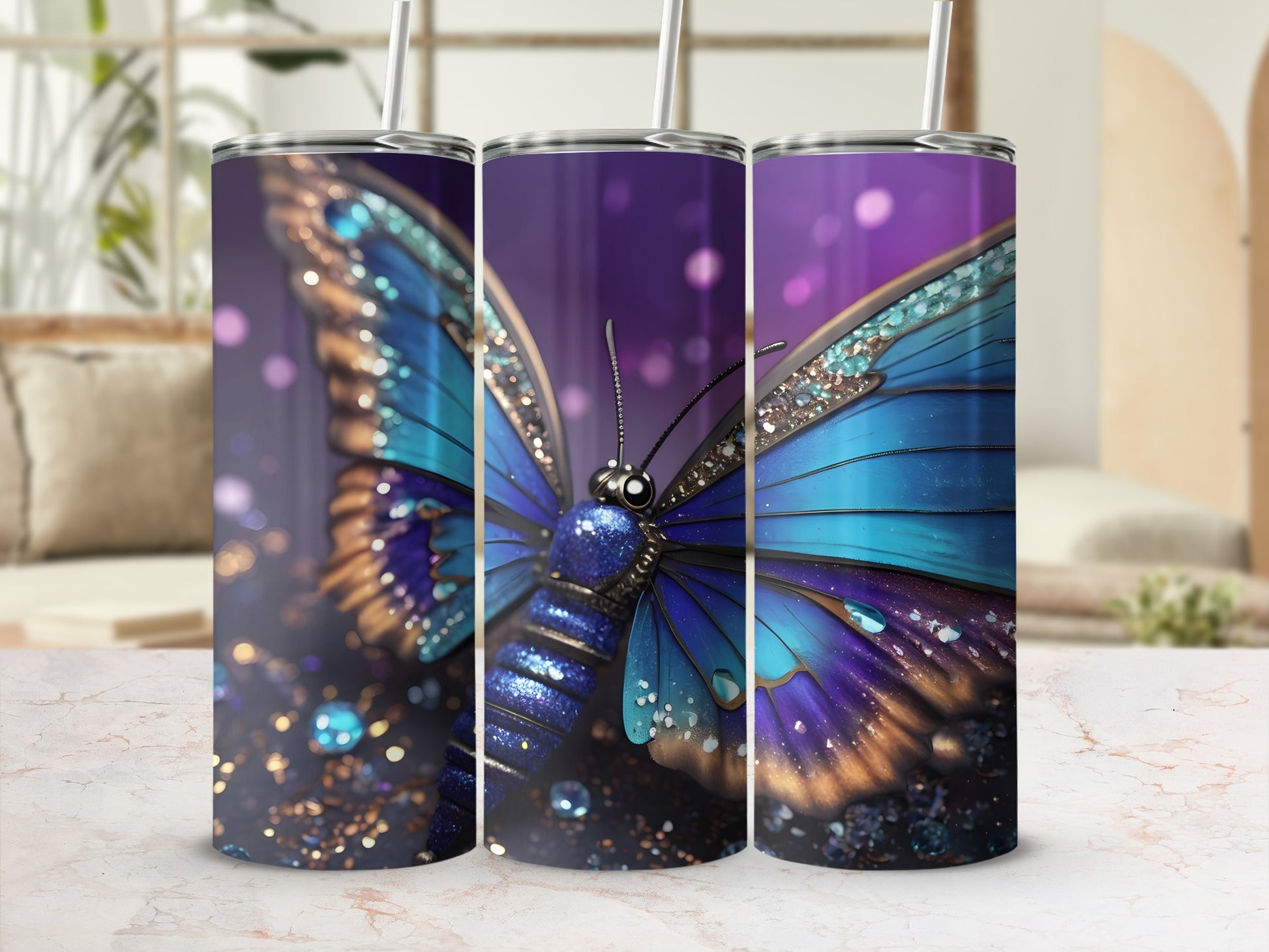 Shimmering Blue Butterfly Glitter Wings Design product type