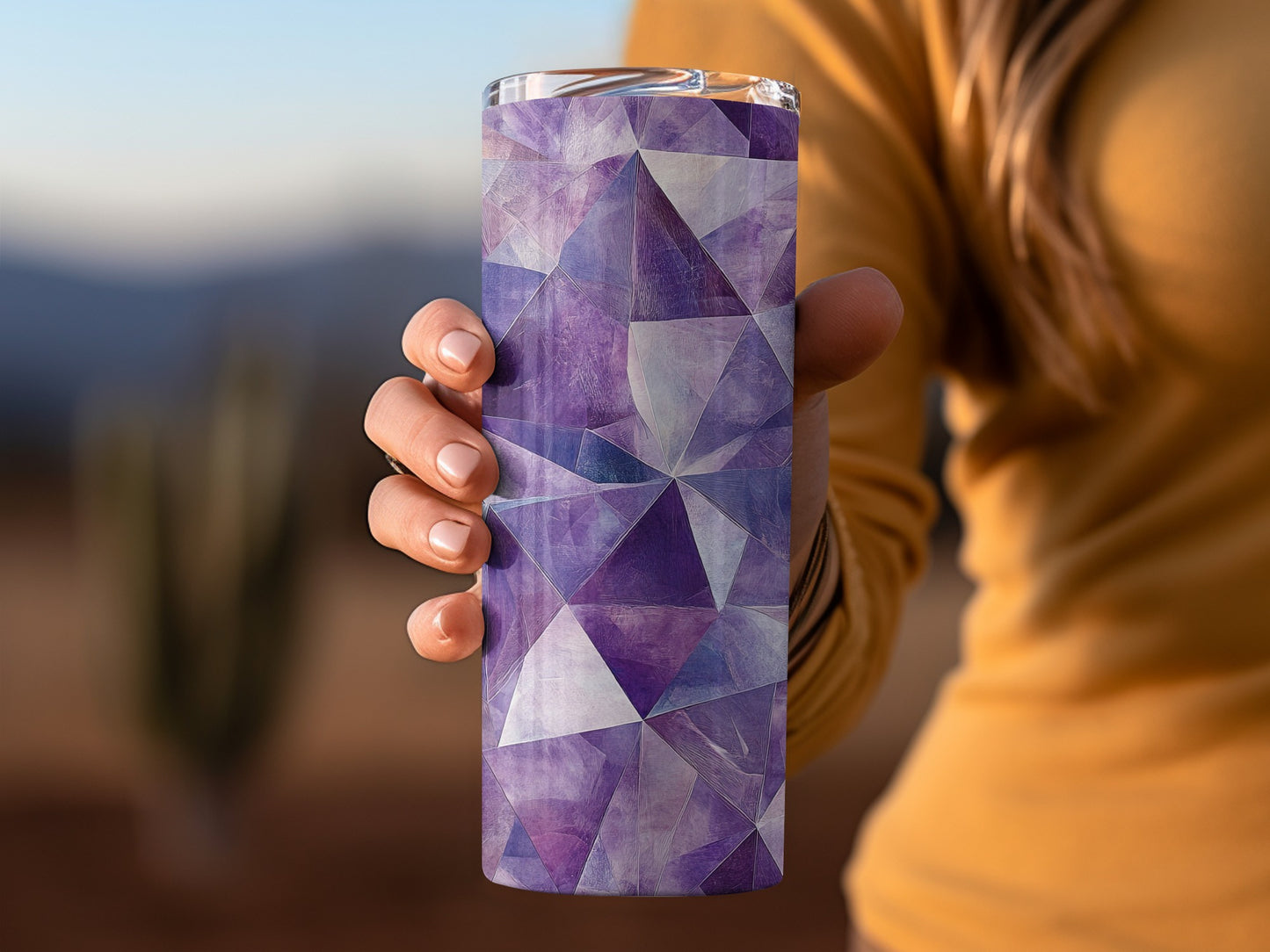 Abstract Purple Crystals Polygonal Surface Design Tumblers