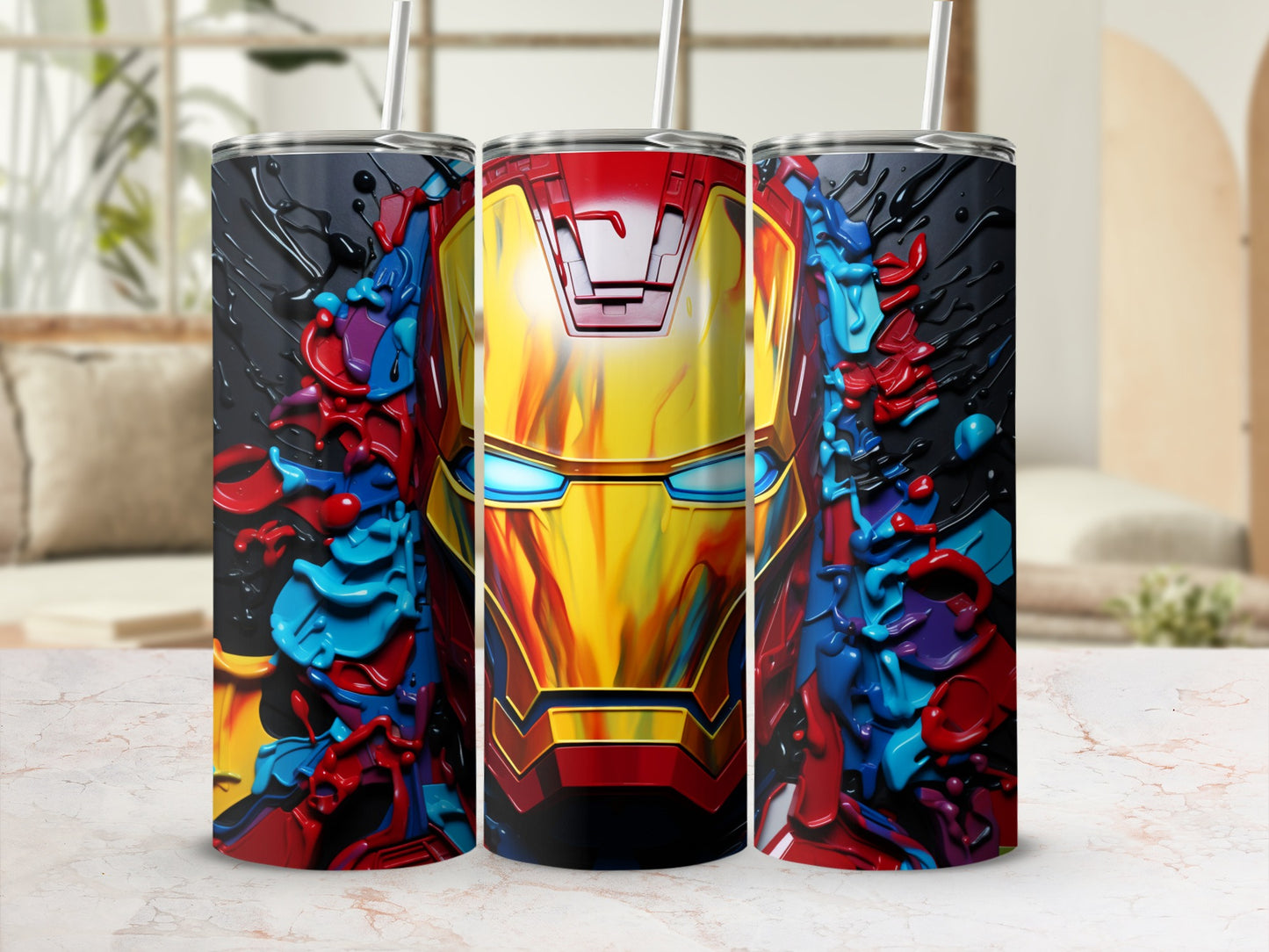 Vibrant Hero Themed Drink Tumbler with Straw Flask