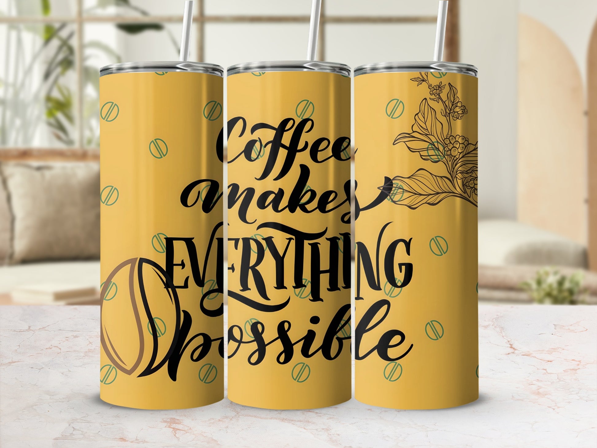 Coffee Makes Everything Possible Motivational Tumbler