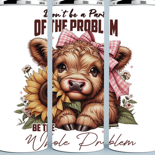 Valentine Highland Cow with Pink bow tumbler
