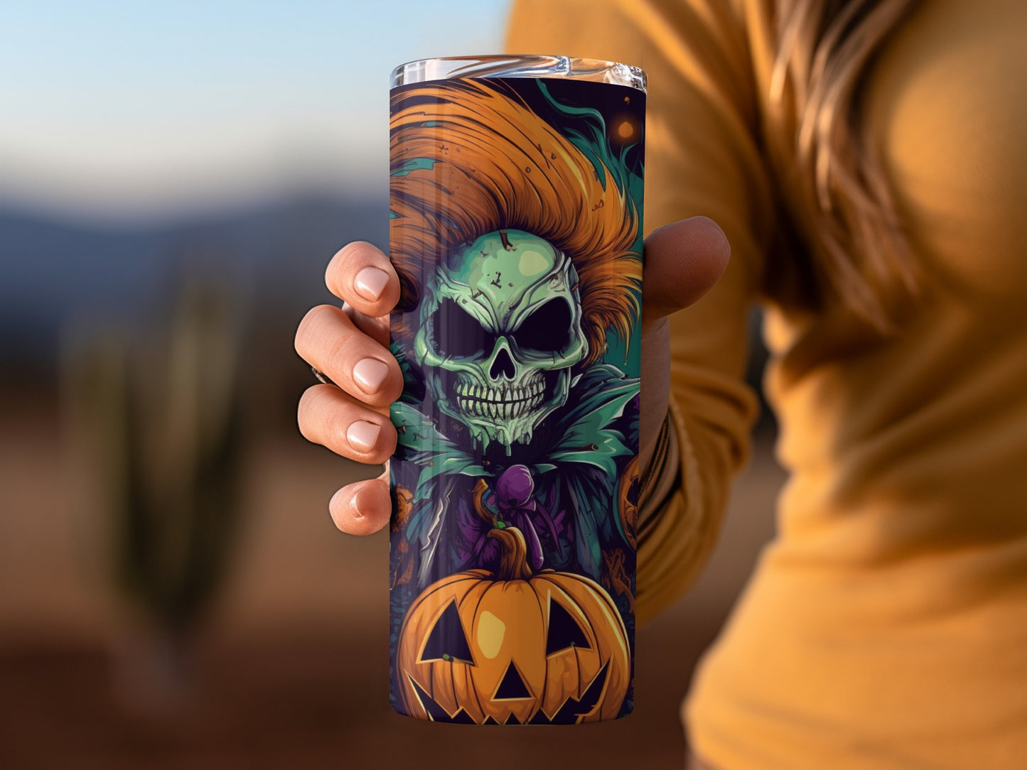 Spooky Skeleton with Pumpkin Design Flask Ideal for Halloween