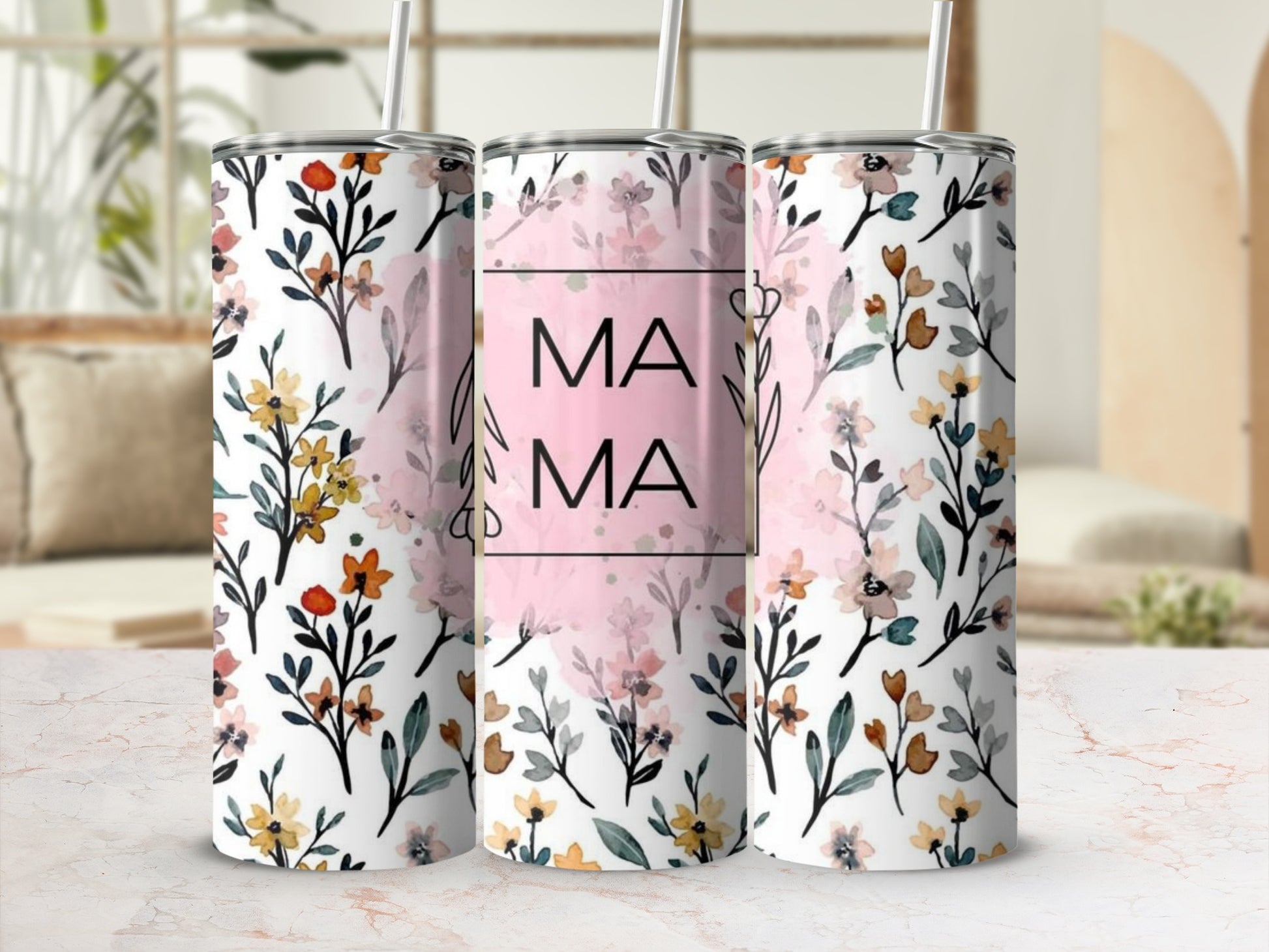 Floral MAMA Insulated Tumbler for Stylish Hydration