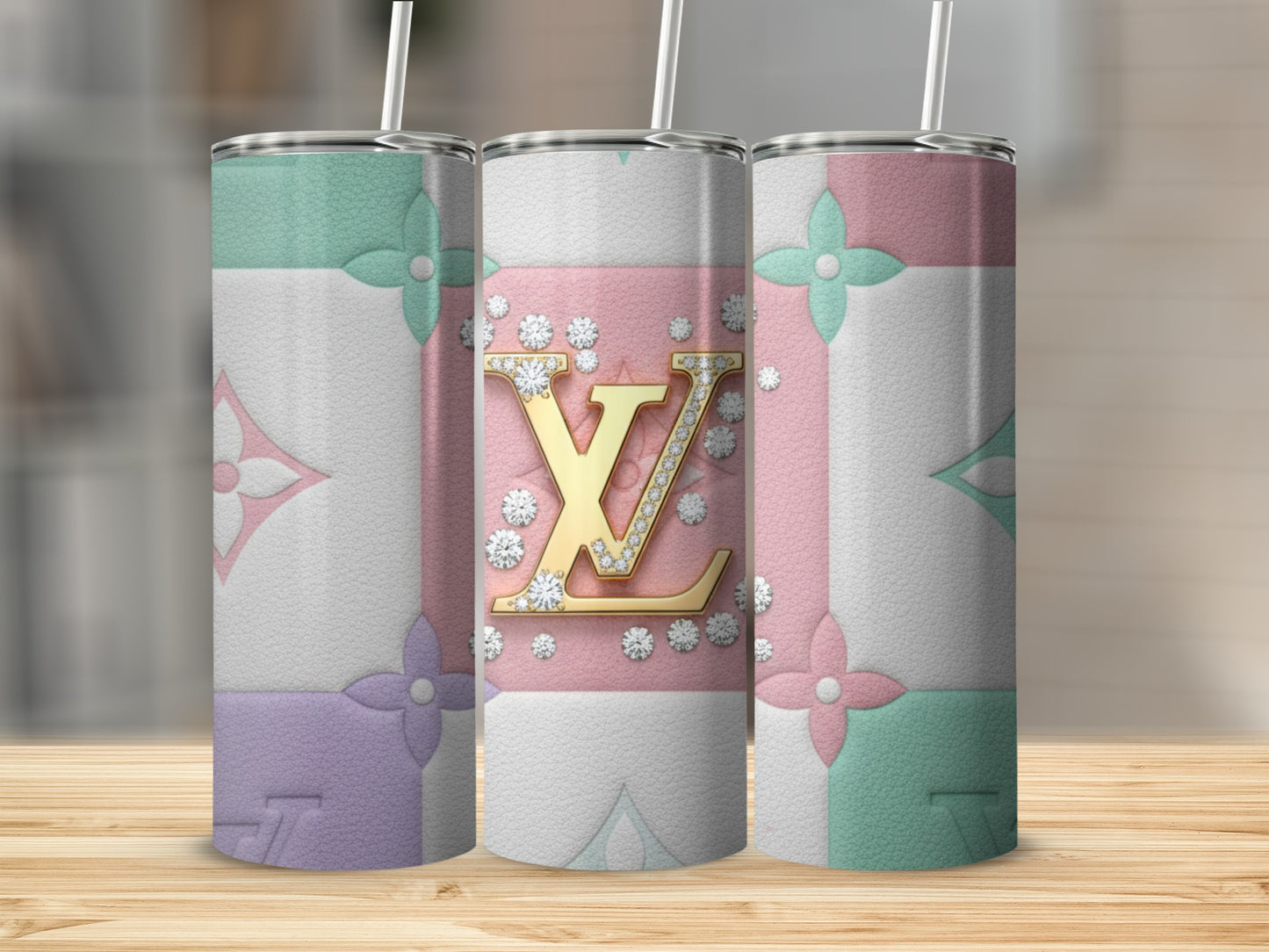Elegant Pastel Floral Pattern Insulated Tumbler Cups