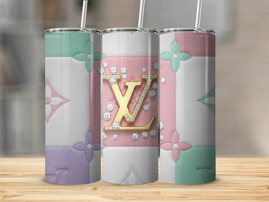Elegant Pastel Floral Pattern Insulated Tumbler Cups