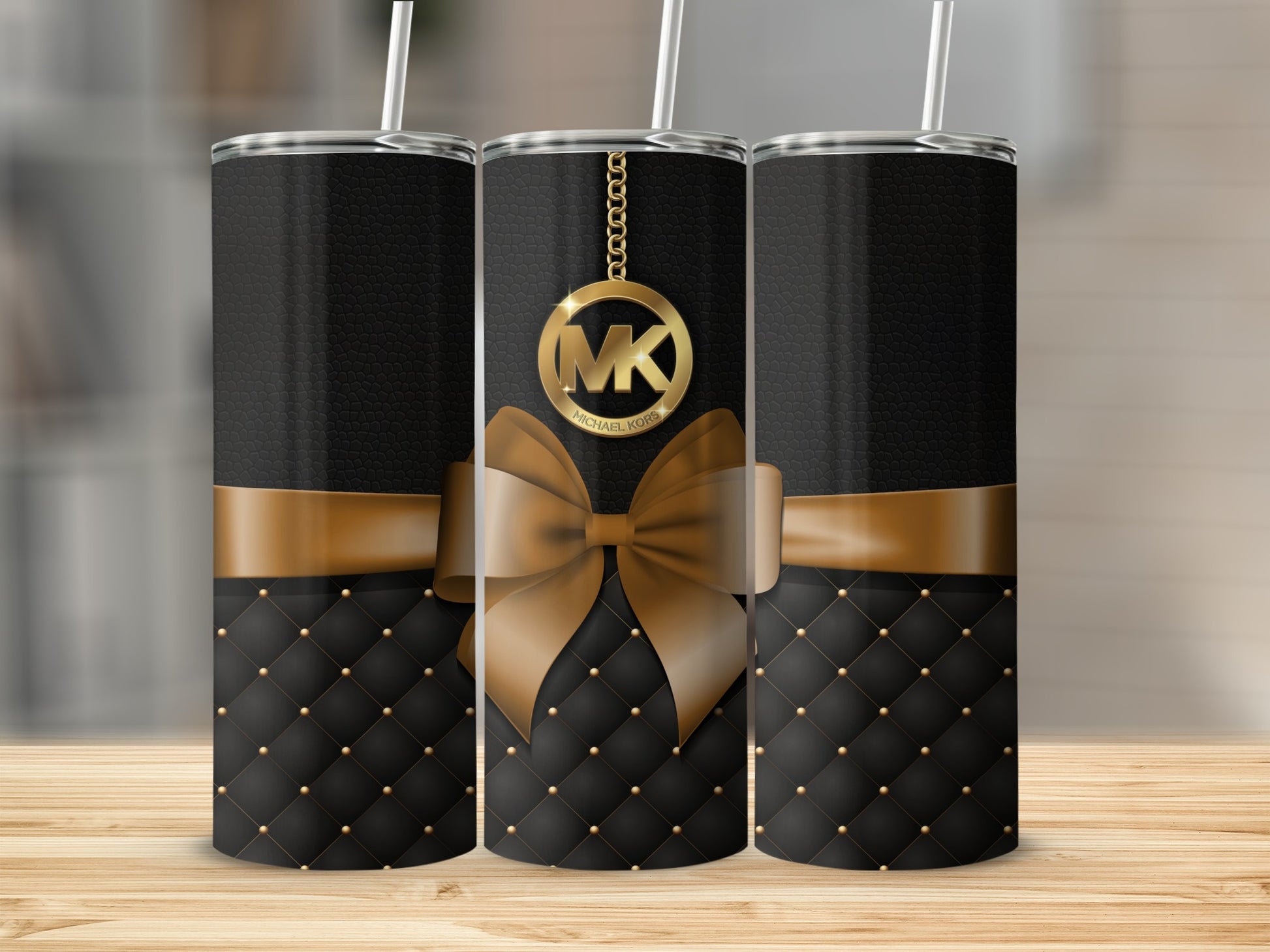 Elegant Black and Gold Pattern Drink Tumbler
