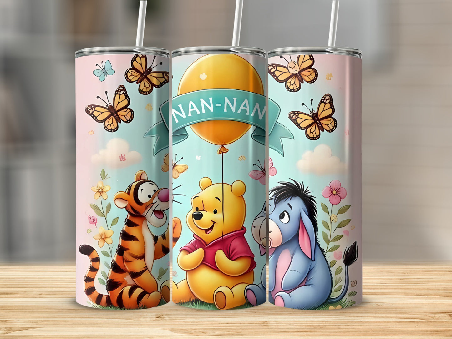 Pooh Tigger Eeyore For Nan-Nan Celebration Design Tumblers