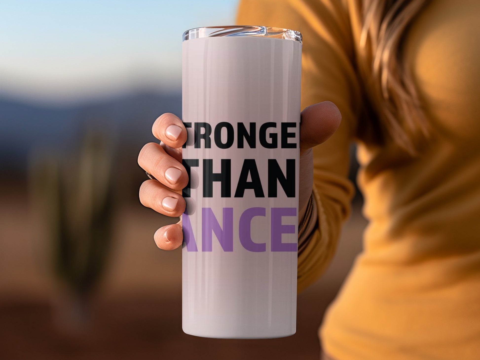Stronger Than Cancer Inspirational Travel Mug