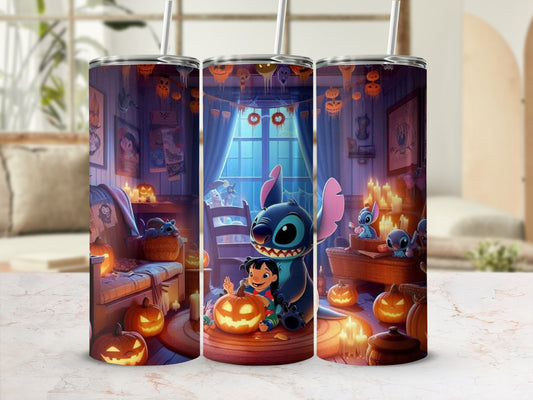 Halloween Themed Tumblers featuring Stitch Artwork