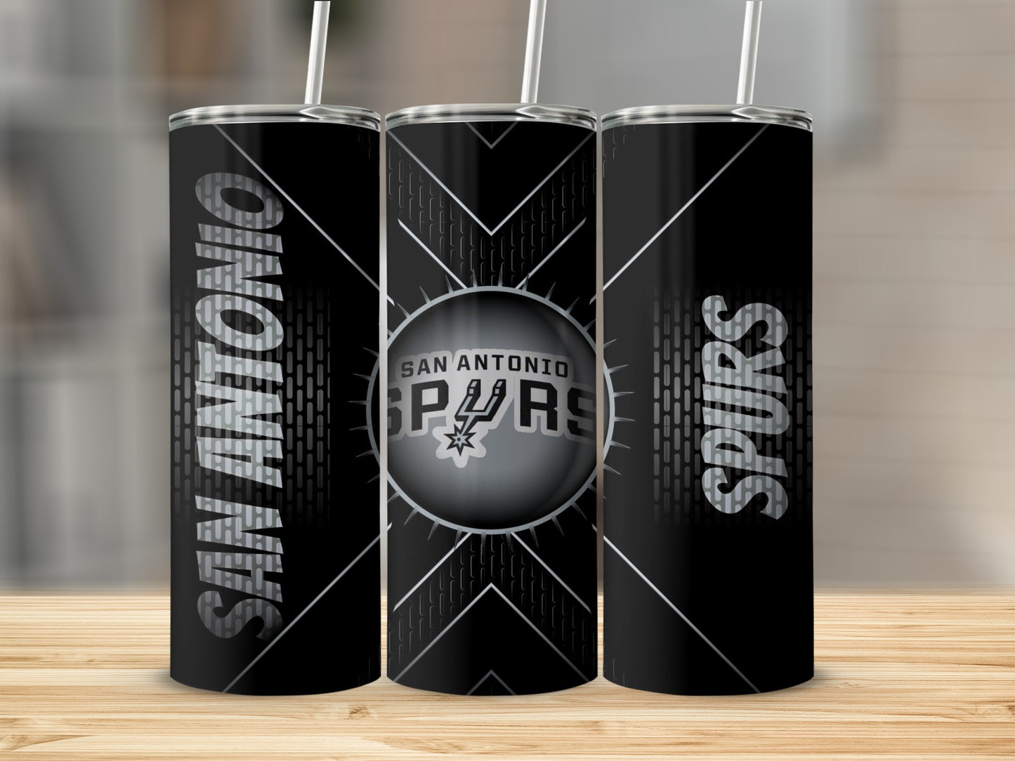 San Antonio Spurs NBA Team Logo Graphic Black Tumblers