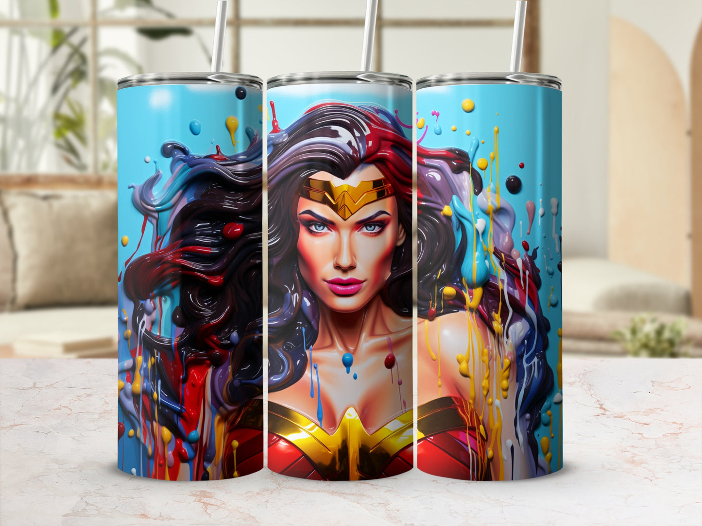 Vibrant Superhero Inspired Tumbler for Cold Beverages