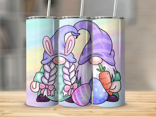 Easter Gnome Tumbler with Eggs and Carrot Design