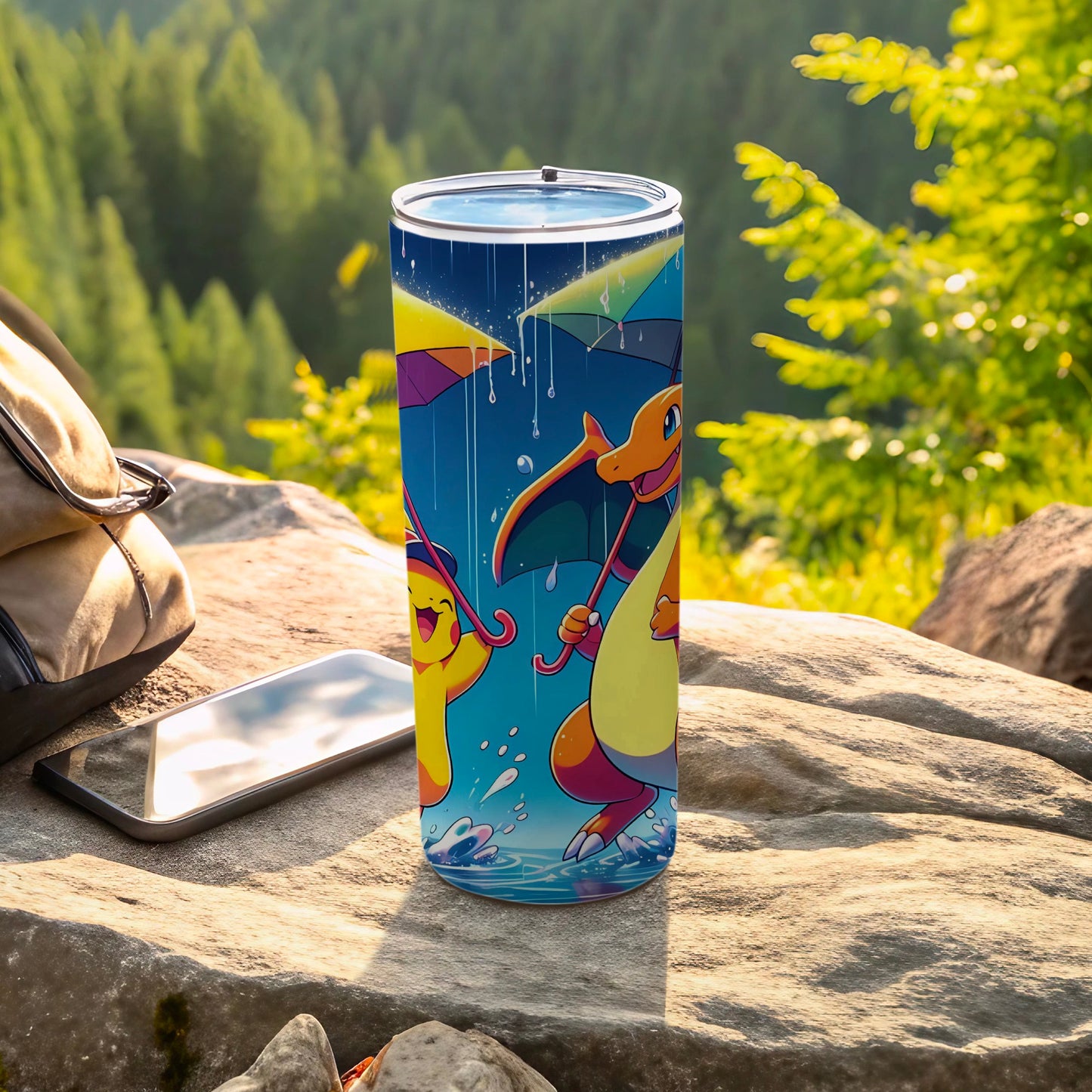 Vibrant Charizard and Pikachu Umbrella Art Tumbler