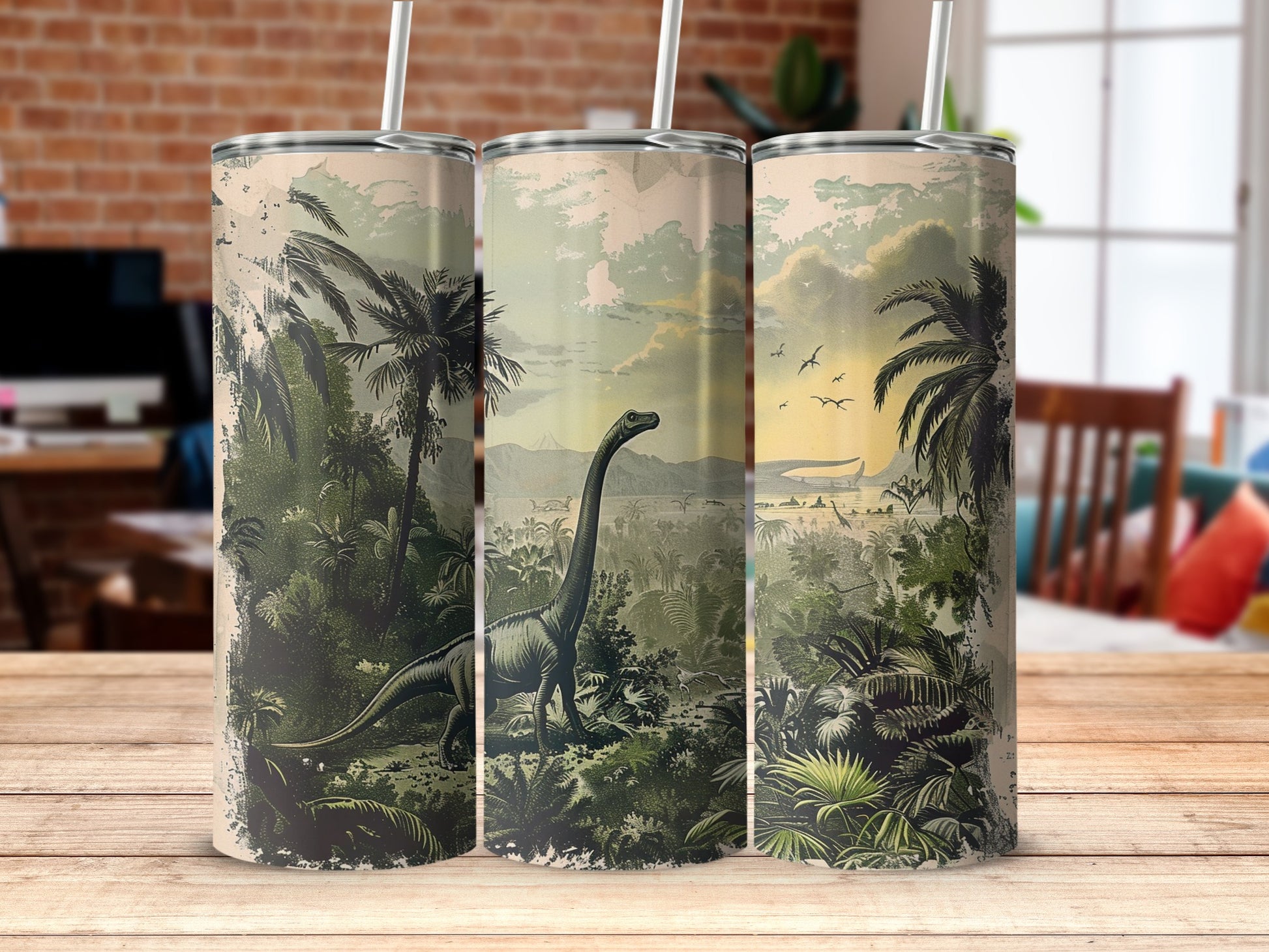 Prehistoric Dinosaur Jungle Illustration Tumbler product type