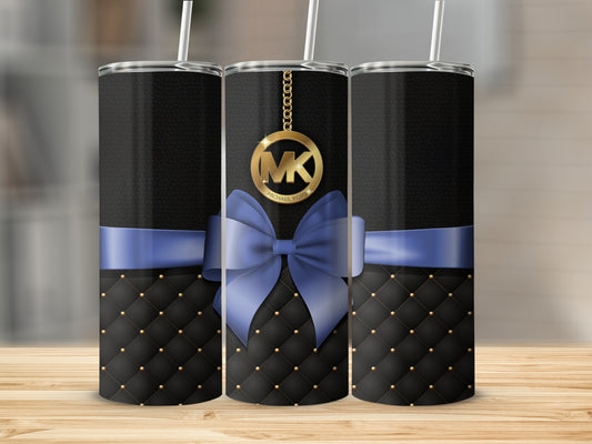 Elegant Black and Blue Tumbler with Bow Design