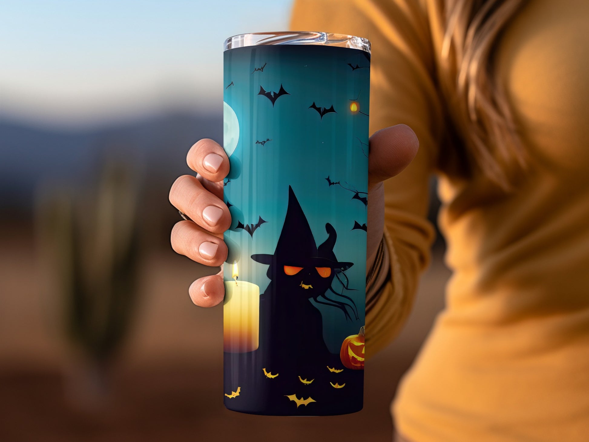 Halloween Spooky Witch and Bats Tumbler for Everyday Use