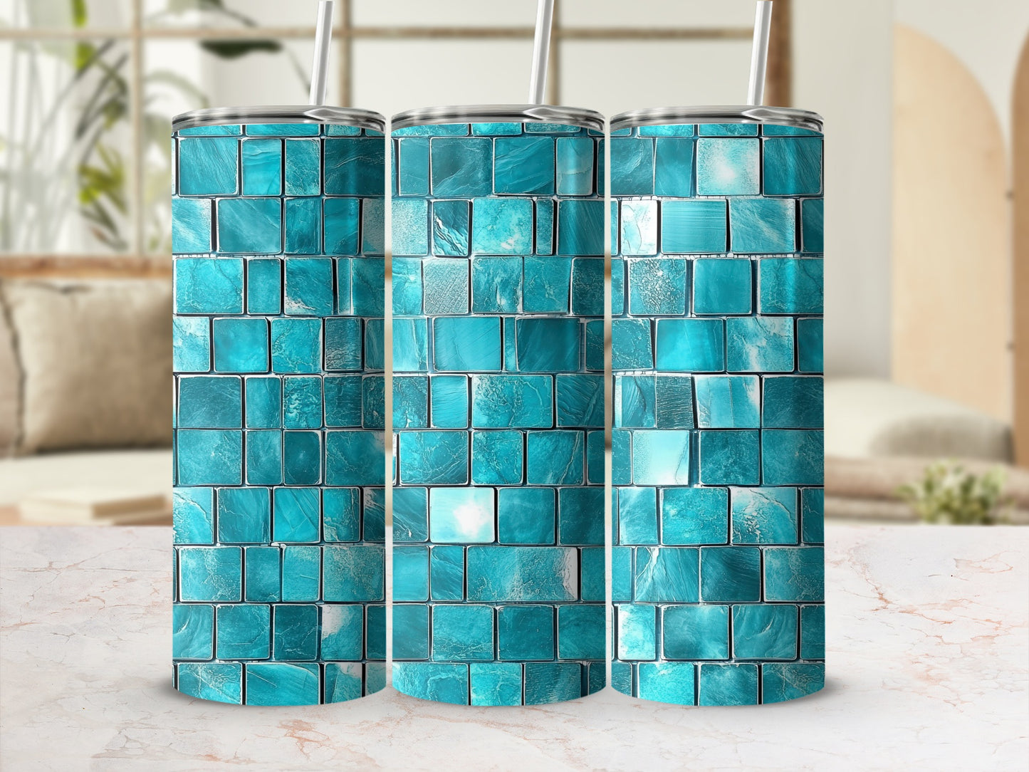 Azure Cubes Pattern for Sophisticated Look Tumblers
