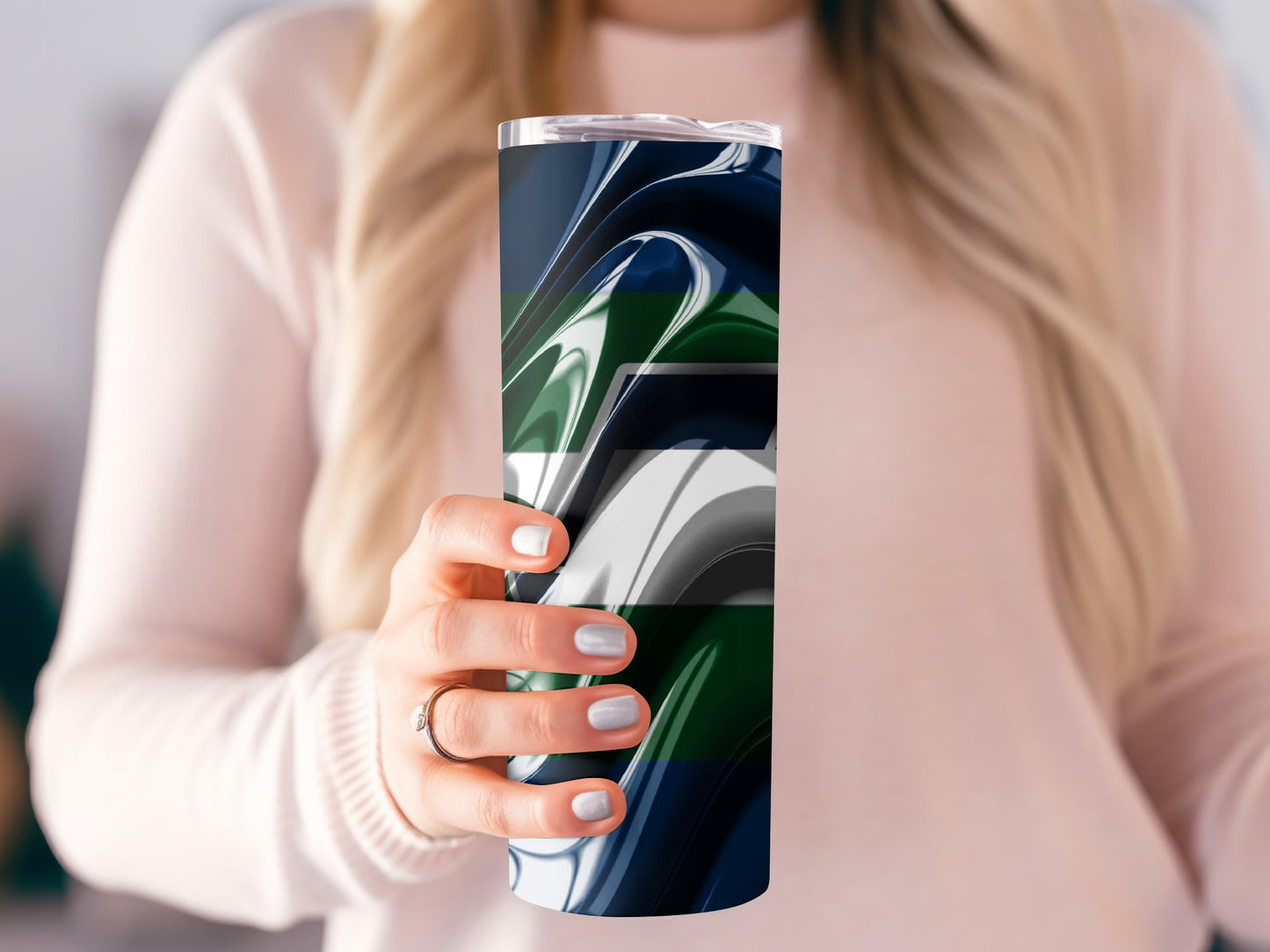 A Swirls of Team Colors and Abstract Basketball Tumblers