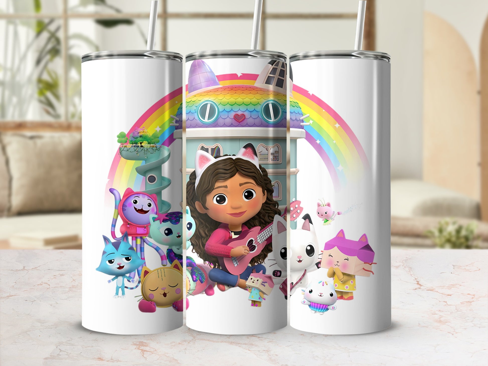 Cute Rainbow Cat Characters Themed Tumbler