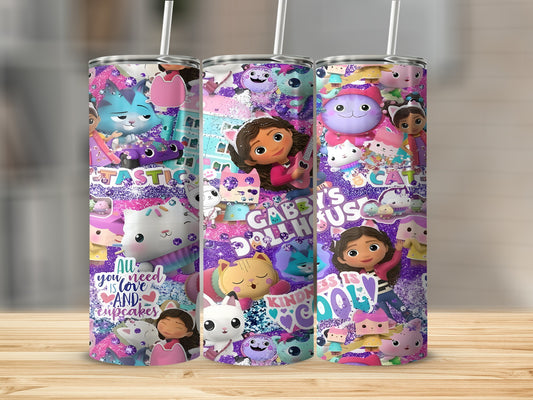 Gabby's Dollhouse characters and text "All you need is love and cupcakes".