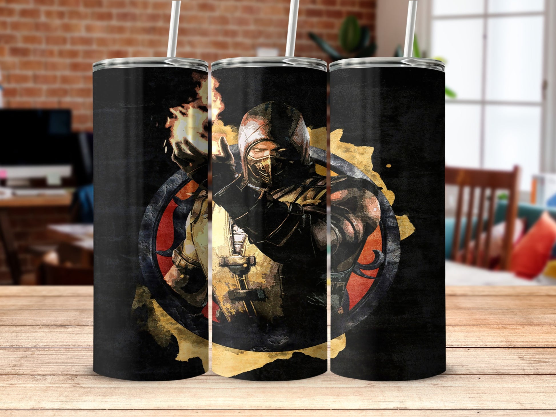 Scorpion Character Artwork on Black Tumbler Design