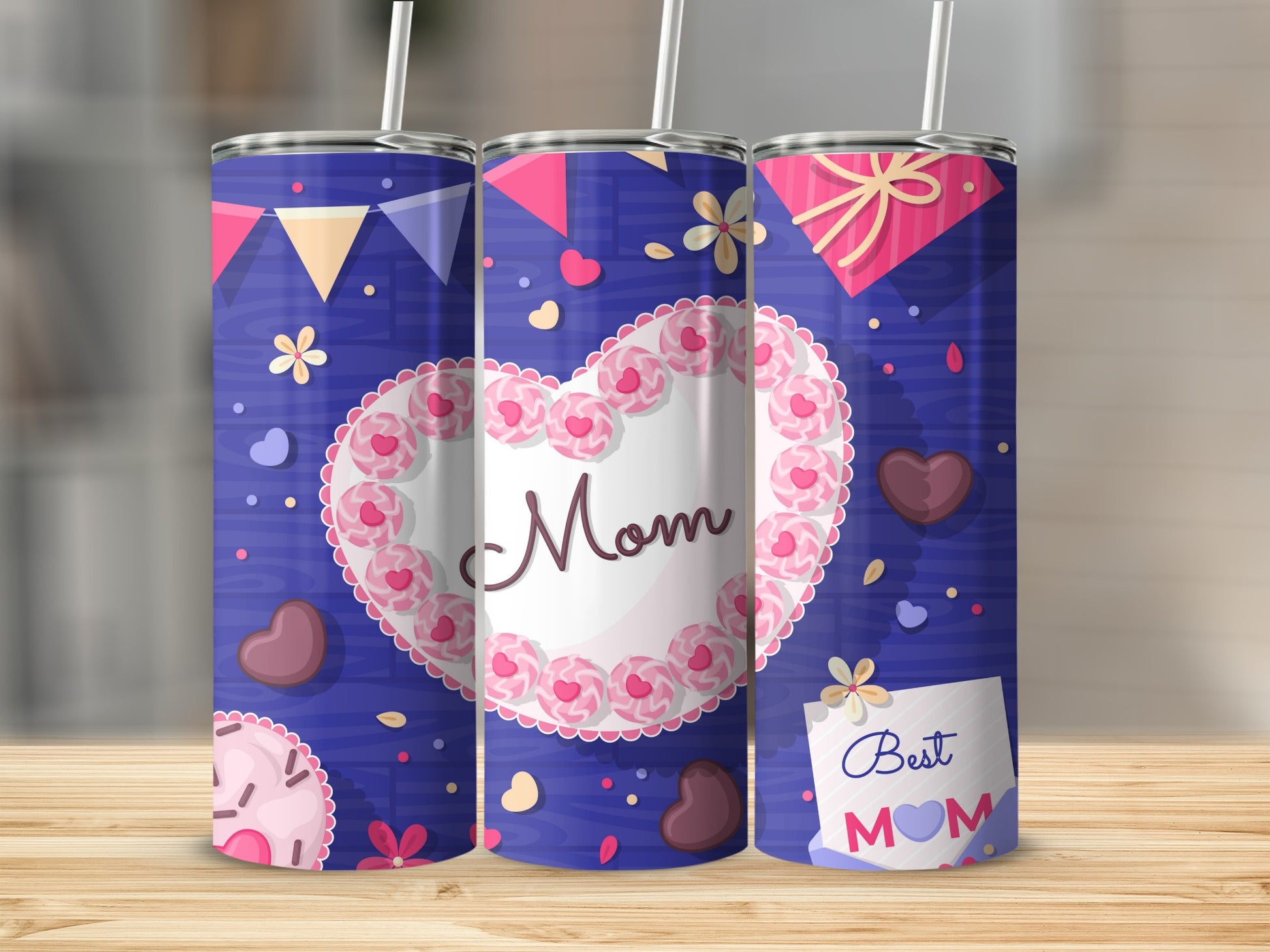 Best Mom Heart Design Stainless Steel Tumbler