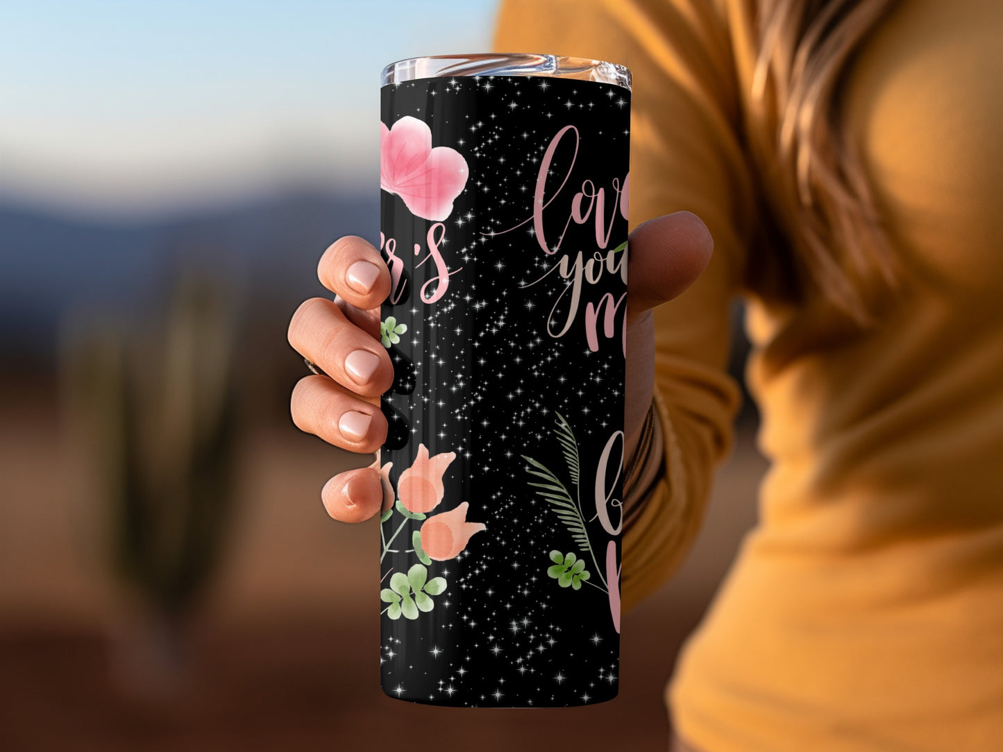 Love You More Floral Stars Insulated Tumbler