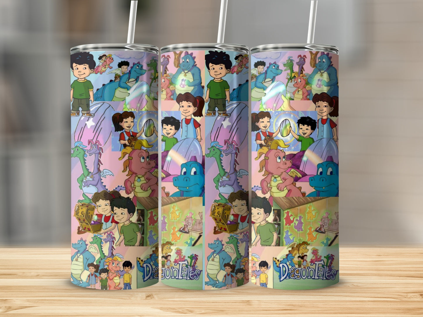 Colorful Dragon Tales Cartoon-Themed Drink Tumbler