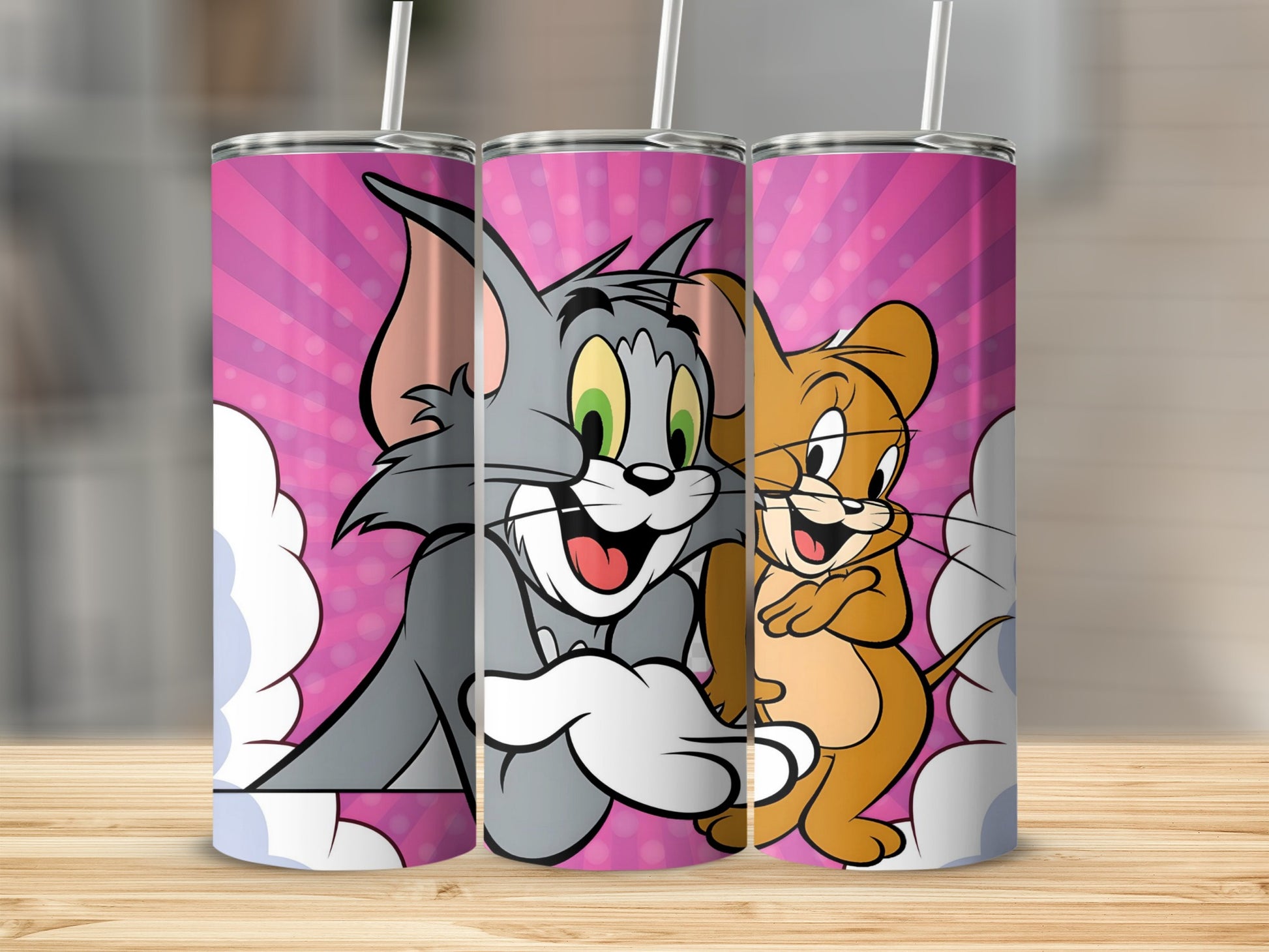 Cute Cartoon Cat and Mouse Design Tumbler Product