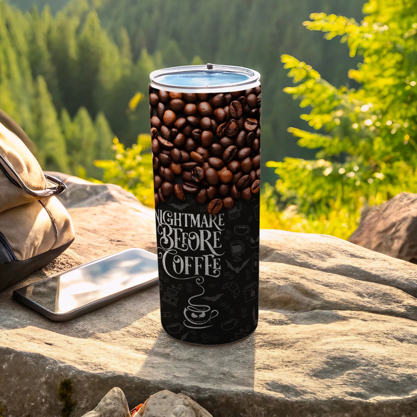 Nightmare Before Coffee Beans Themed Tumbler product type
Tumbler
Coffee
Nightmare Before Coffee
Coffee Beans
Drinkware
Insulated Tumbler
Travel Mug
Halloween
Spooky
Skull Coffee
Gothic Style
Black Tumbler
Unique Design
Beverage Container
Hot Cold Drinks
Gift Idea
Coffee Lover
Adventure Drinkware
Outdoor Tumbler
Caffeine Fix