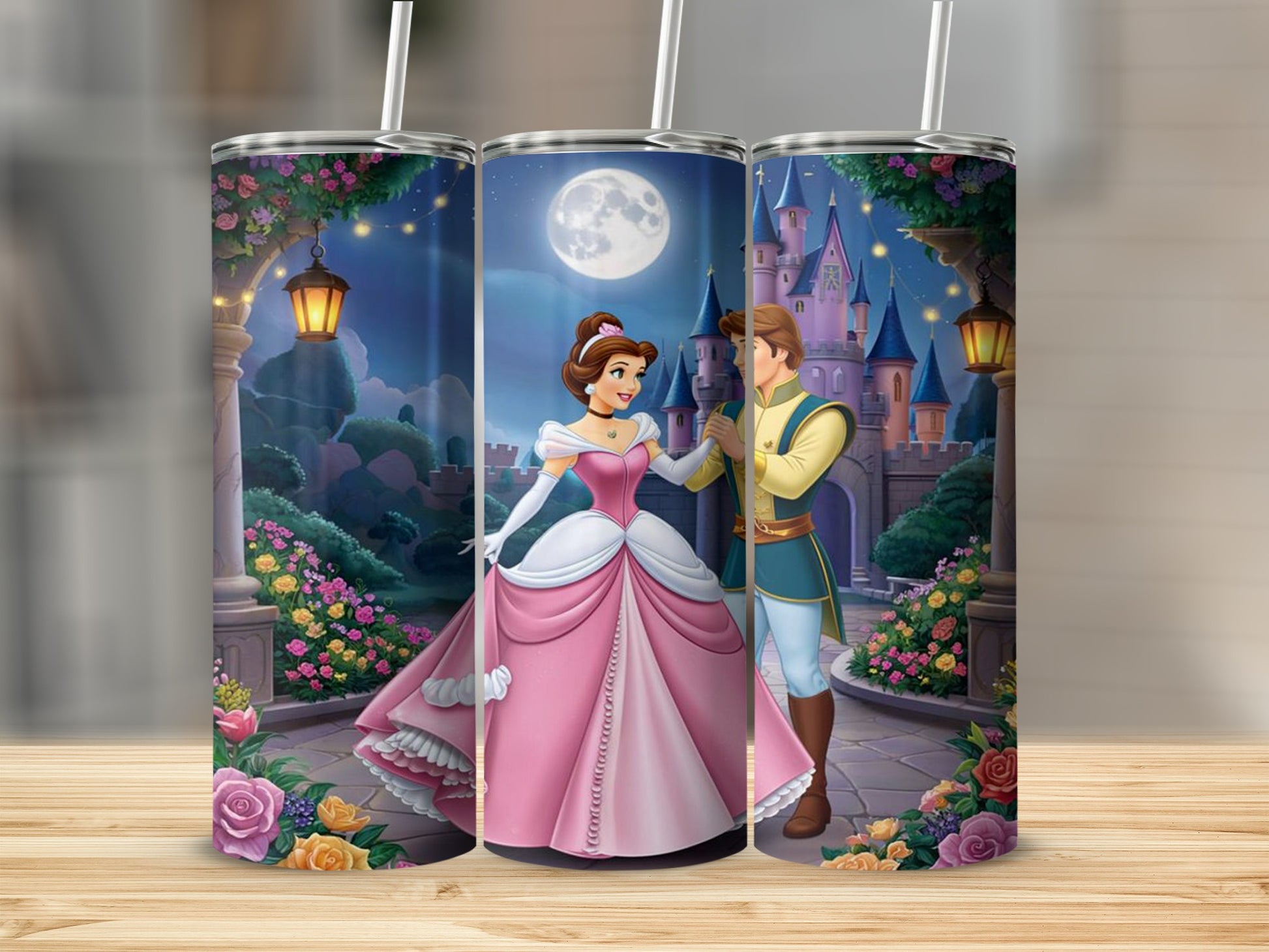 Princess and Prince Castle Scene Stainless Steel Tumbler