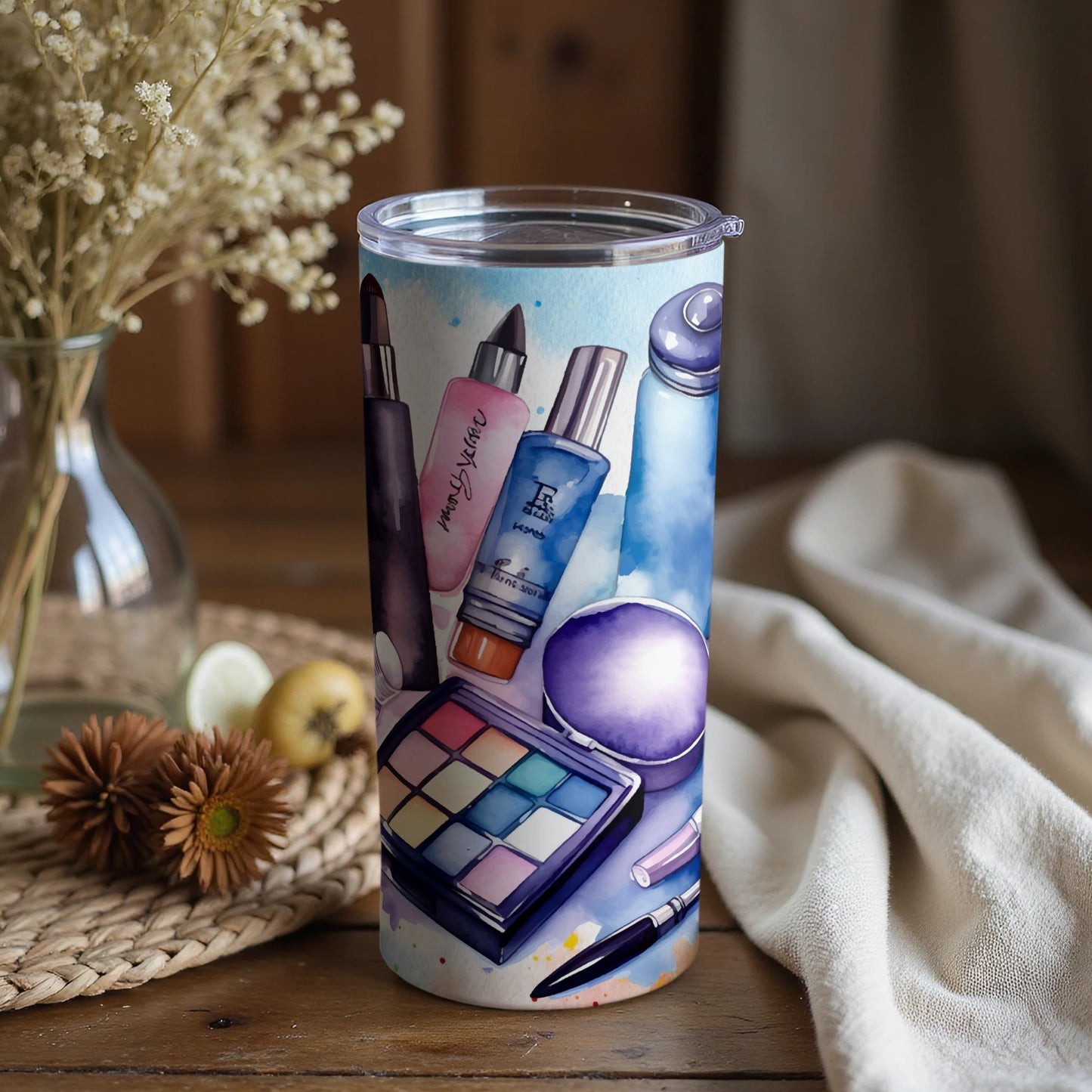 Beautiful Cosmetic Themed Tumbler for Makeup Lovers