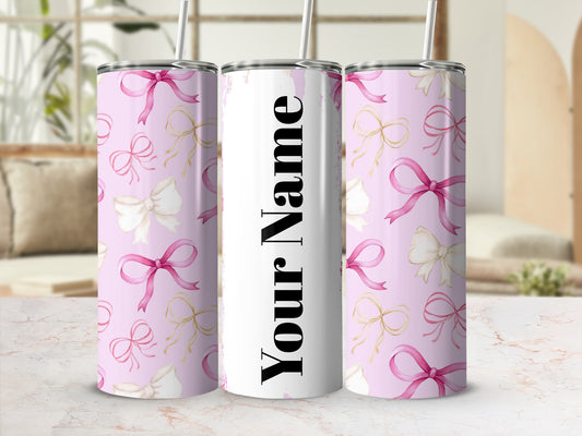 Personalized Pink Bows Design Tumbler